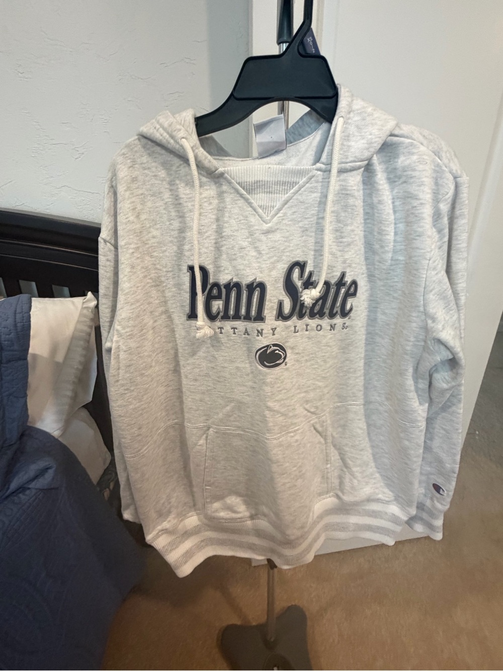 Champion Penn State Crewneck Sweatshirt - Light Gray with Navy Logo
